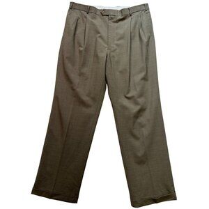 Stafford Men's Washable Wardrobe Wool Dress Pants Pleated Front Size 40x32 Khaki